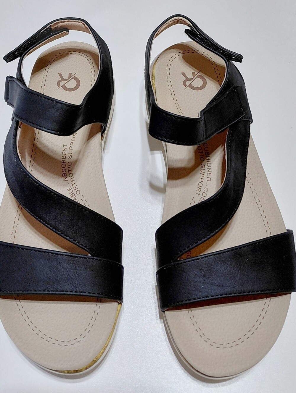 ORTOREX Women's Black Arch Support Orthotic Walking Sandals Size 7